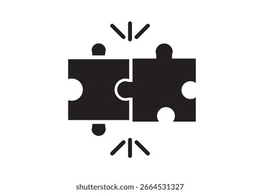 Paquete de iconos de rompecabezas en versiones delineadas y planas. Piezas de rompecabezas paquete de Vectores de iconos
