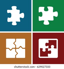 Puzzle icons set. set of 4 puzzle filled icons 