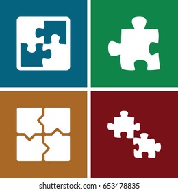 Puzzle icons set. set of 4 puzzle filled icons such as
