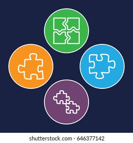 Puzzle icons set. set of 4 puzzle outline icons such as