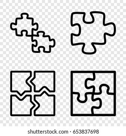 Puzzle icons set. set of 4 puzzle outline icons such as