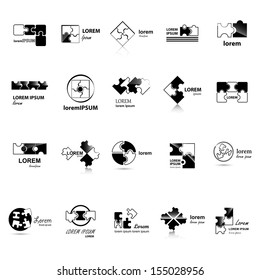 Puzzle Icons Set - Isolated On White Background, Vector Illustration, Graphic Design Editable For Your Design. 
