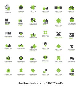 Puzzle Icons Set - Isolated On White Background, Vector Illustration, Graphic Design Editable For Your Design