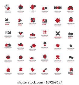 Puzzle Icons Set - Isolated On White Background, Vector Illustration, Graphic Design Editable For Your Design