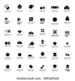 Puzzle Icons Set - Isolated On White Background, Vector Illustration, Graphic Design Editable For Your Design