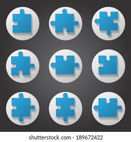 Puzzle Icons Set - Isolated On Background, Vector Illustration, Graphic Design Editable For Your Design