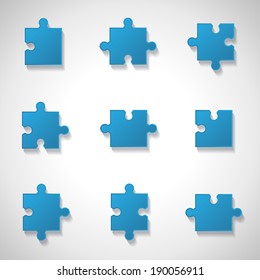 Puzzle Icons Set - Isolated On Gray Background, Vector Illustration, Graphic Design Editable For Your Design