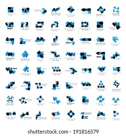 Puzzle Icons Set - Isolated On White Background, Vector Illustration, Graphic Design Editable For Your Design