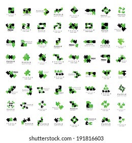 Puzzle Icons Set - Isolated On White Background, Vector Illustration, Graphic Design Editable For Your Design