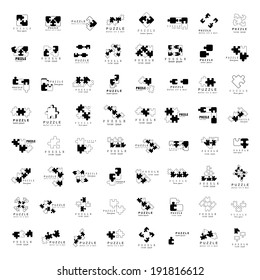 Puzzle Icons Set - Isolated On White Background, Vector Illustration, Graphic Design Editable For Your Design