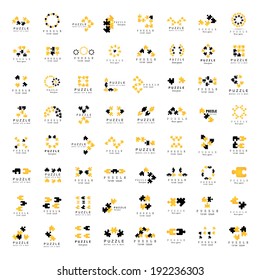 Puzzle Icons Set - Isolated On White Background, Vector Illustration, Graphic Design Editable For Your Design