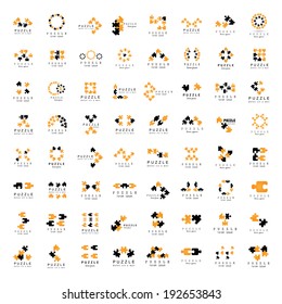 Puzzle Icons Set - Isolated On White Background, Vector Illustration, Graphic Design Editable For Your Design