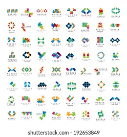 Puzzle Icons Set - Isolated On White Background, Vector Illustration, Graphic Design Editable For Your Design