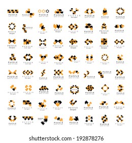 Puzzle Icons Set - Isolated On White Background, Vector Illustration, Graphic Design Editable For Your Design