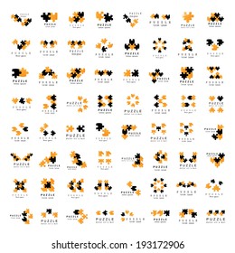 Puzzle Icons Set - Isolated On White Background, Vector Illustration, Graphic Design Editable For Your Design 