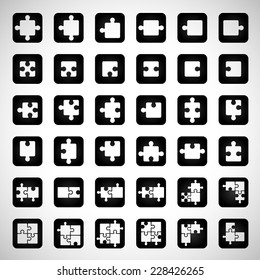 Puzzle Icons Set - Isolated On Gray Background - Vector Illustration, Graphic Design Editable For Your Design