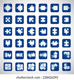 Puzzle Icons Set - Isolated On Gray Background - Vector Illustration, Graphic Design Editable For Your Design