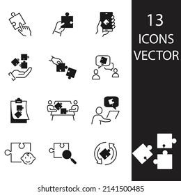 Puzzle icons set . Puzzley pack symbol vector elements for infographic web