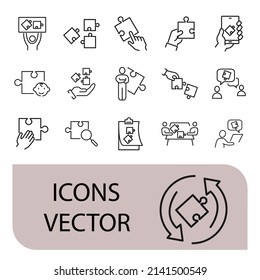 Puzzle icons set . Puzzley pack symbol vector elements for infographic web