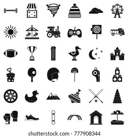 Puzzle icons set. Simple style of 36 puzzle vector icons for web isolated on white background