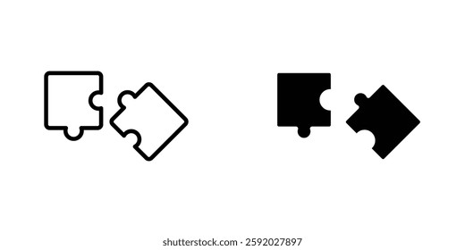 Puzzle icons. stroke line and black solid icons