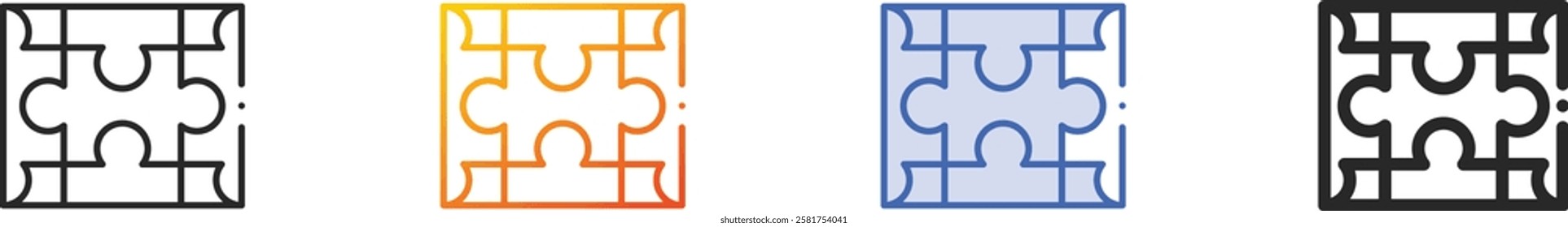 puzzle icon.Thin Linear, Gradient, Blue Stroke and bold Style Design Isolated On White Background