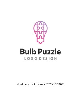 Puzzle idea icon vector of  bulb Logo brilliant brain smart innovation symbol