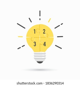 Lámpara de ideas de rompecabezas. Ilustración del vector