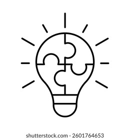 Puzzle Idea Line Icon. Teamwork, Business, Planning, Strategy, Marketing, Leadership, Work Group, Meeting, Partnership Icons Editable Stroke Vector Illustration