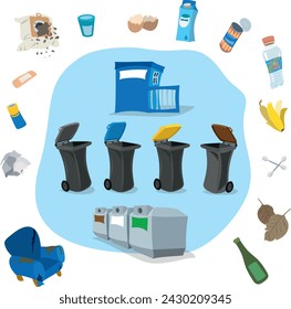 Puzzle Illustration Sorting rubbish "What belongs where?"