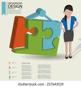 Puzzle info graphic design,Three dimension design,clean vector