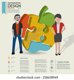 Puzzle info graphic design,Three dimension design,clean vector