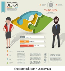 Puzzle info graphic design,Three dimension design,clean vector