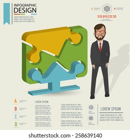 Puzzle info graphic design,Three dimension design,clean vector