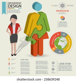 Puzzle info graphic design,Three dimension design,clean vector