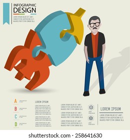 Puzzle info graphic design,Three dimension design,clean vector