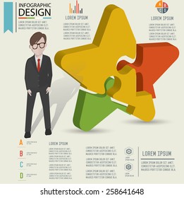 Puzzle info graphic design,Three dimension design,clean vector