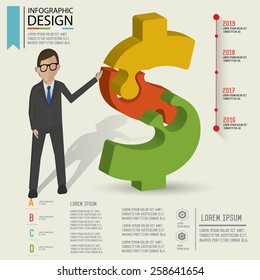 Puzzle info graphic design,Three dimension design,clean vector