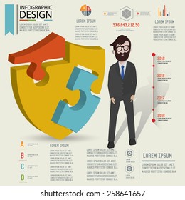 Puzzle info graphic design,Three dimension design,clean vector