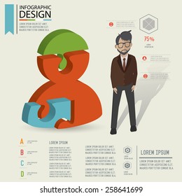 Puzzle info graphic design,Three dimension design,clean vector