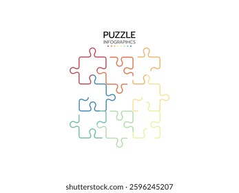 Puzzle infographic with 8 piece business presentation. Circle infograph. 8 Step puzzle round process diagram.