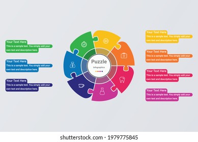 Romper círculo infográfico con 7 pasos opciones de imagen vectorial