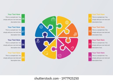 Puzzle infographic circle with 8 steps options vector image
