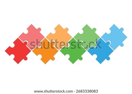 Puzzle Infographic. Concept consists of 8 pieces of a jigsaw puzzle. Business chain infographic. Process diagram presentation. Vector illustration.