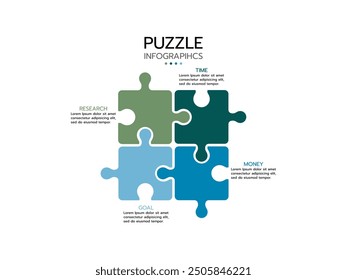 Puzzle infographic. Concept puzzle infographic template with 4 steps or options, presentation, process diagram.
