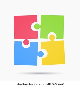 Puzzle infographic concept. Template for business project. Diagram with four puzzle pieces connected to each other