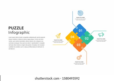 puzzle infographic design with 4 step, graph to describe the steps