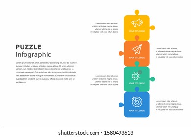 puzzle infographic design with 4 step, graph to describe the steps