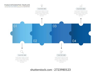 projeto infográfico de quebra-cabeça com 4 passos, gráfico para descrever os passos