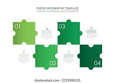 Puzzle-Infografik-Design mit 4 Schritt, Grafik zur Beschreibung der Schritte